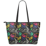 Colorful Dinosaur Fossil Pattern Print Leather Tote Bag