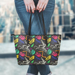 Colorful Dinosaur Fossil Pattern Print Leather Tote Bag