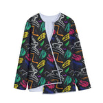 Colorful Dinosaur Fossil Pattern Print Long Sleeve Short Coat
