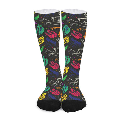 Colorful Dinosaur Fossil Pattern Print Long Socks
