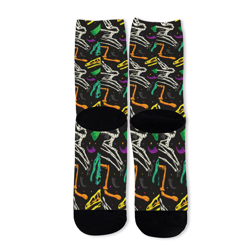 Colorful Dinosaur Fossil Pattern Print Long Socks