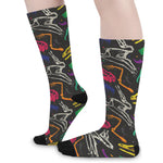 Colorful Dinosaur Fossil Pattern Print Long Socks