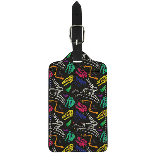 Colorful Dinosaur Fossil Pattern Print Luggage Tag