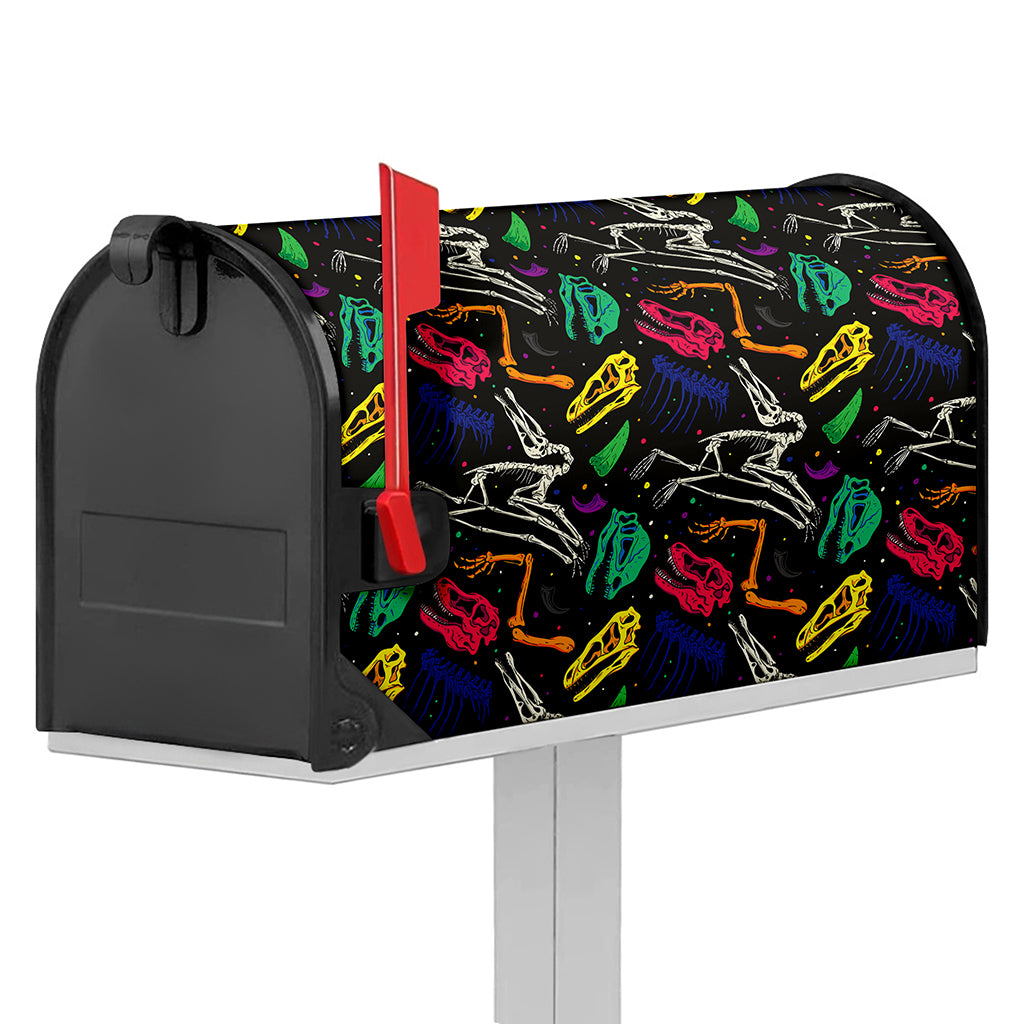 Colorful Dinosaur Fossil Pattern Print Mailbox Cover
