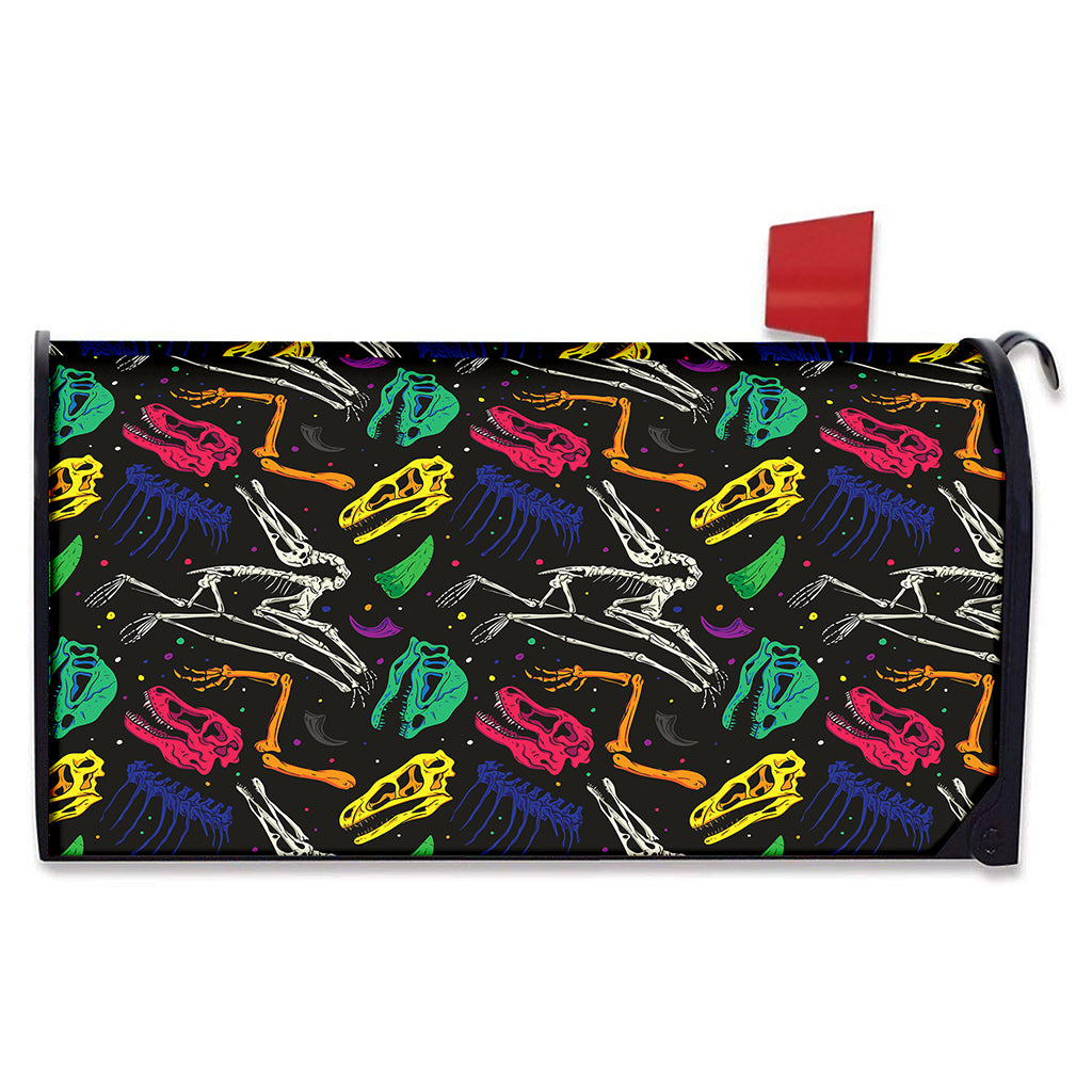 Colorful Dinosaur Fossil Pattern Print Mailbox Cover