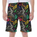 Colorful Dinosaur Fossil Pattern Print Men's Beach Shorts