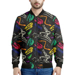 Colorful Dinosaur Fossil Pattern Print Men's Bomber Jacket