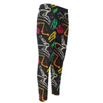 Colorful Dinosaur Fossil Pattern Print Men's Compression Pants