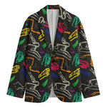 Colorful Dinosaur Fossil Pattern Print Men's Cotton Blazer