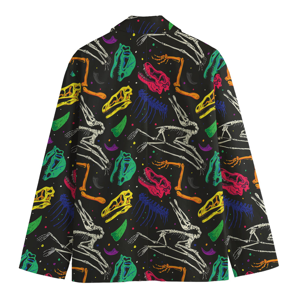 Colorful Dinosaur Fossil Pattern Print Men's Cotton Blazer