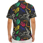 Colorful Dinosaur Fossil Pattern Print Men's Deep V-Neck Shirt