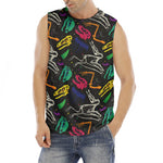 Colorful Dinosaur Fossil Pattern Print Men's Fitness Tank Top