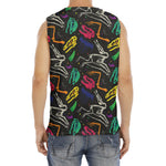 Colorful Dinosaur Fossil Pattern Print Men's Fitness Tank Top