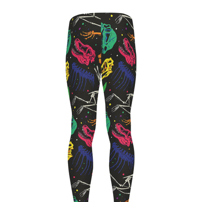 Colorful Dinosaur Fossil Pattern Print Men's leggings