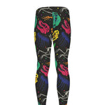 Colorful Dinosaur Fossil Pattern Print Men's leggings