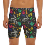 Colorful Dinosaur Fossil Pattern Print Men's Long Boxer Briefs