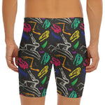 Colorful Dinosaur Fossil Pattern Print Men's Long Boxer Briefs