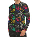 Colorful Dinosaur Fossil Pattern Print Men's Long Sleeve Rash Guard