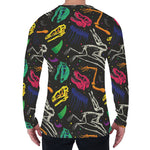 Colorful Dinosaur Fossil Pattern Print Men's Long Sleeve T-Shirt