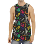 Colorful Dinosaur Fossil Pattern Print Men's Muscle Tank Top