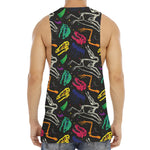 Colorful Dinosaur Fossil Pattern Print Men's Muscle Tank Top