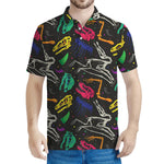 Colorful Dinosaur Fossil Pattern Print Men's Polo Shirt