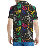Colorful Dinosaur Fossil Pattern Print Men's Polo Shirt