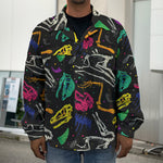 Colorful Dinosaur Fossil Pattern Print Men's Shirt Jacket