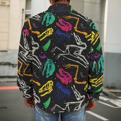Colorful Dinosaur Fossil Pattern Print Men's Shirt Jacket