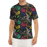 Colorful Dinosaur Fossil Pattern Print Men's Short Sleeve Rash Guard