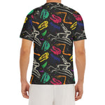 Colorful Dinosaur Fossil Pattern Print Men's Short Sleeve Rash Guard
