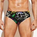 Colorful Dinosaur Fossil Pattern Print Men's Swim Briefs