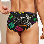 Colorful Dinosaur Fossil Pattern Print Men's Swim Briefs