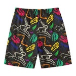 Colorful Dinosaur Fossil Pattern Print Men's Swim Trunks