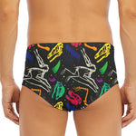 Colorful Dinosaur Fossil Pattern Print Men's Triangle Swim Briefs