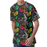 Colorful Dinosaur Fossil Pattern Print Men's Velvet T-Shirt