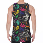 Colorful Dinosaur Fossil Pattern Print Men's Velvet Tank Top