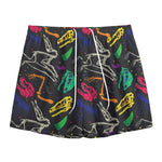 Colorful Dinosaur Fossil Pattern Print Mesh Shorts