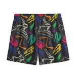 Colorful Dinosaur Fossil Pattern Print Mesh Shorts