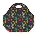 Colorful Dinosaur Fossil Pattern Print Neoprene Lunch Bag