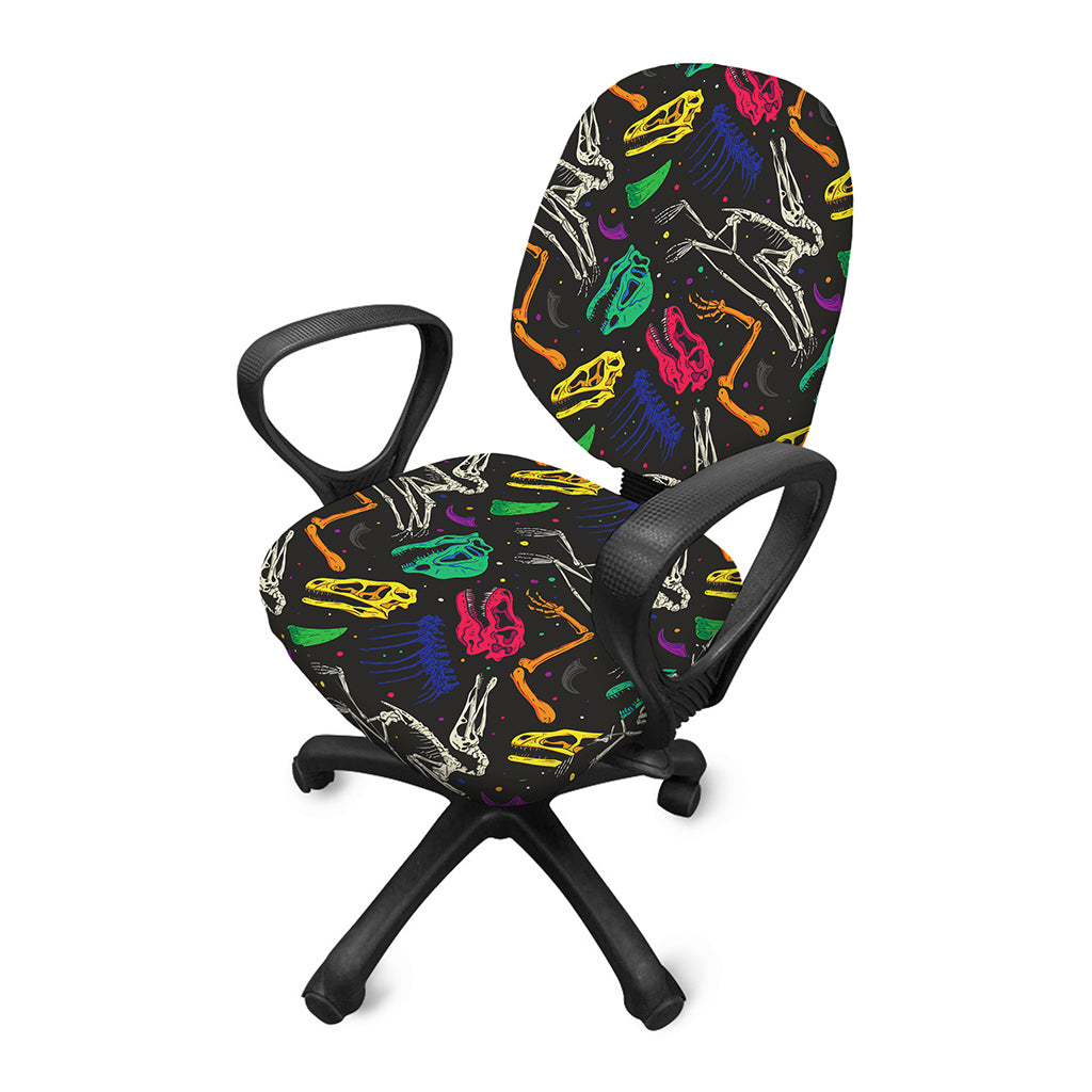 Colorful Dinosaur Fossil Pattern Print Office Chair Cover