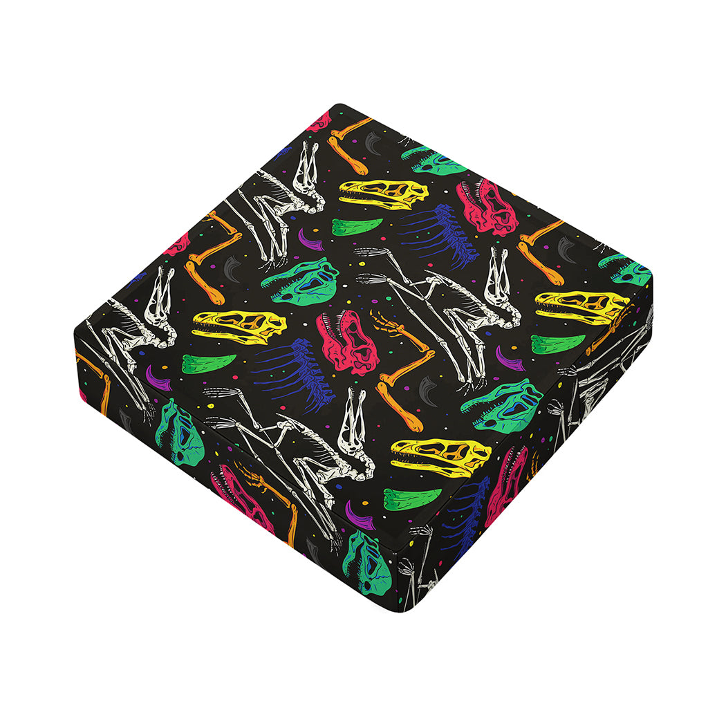 Colorful Dinosaur Fossil Pattern Print Outdoor Seat Cushion Cover