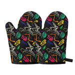 Colorful Dinosaur Fossil Pattern Print Oven Mitts