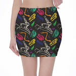 Colorful Dinosaur Fossil Pattern Print Pencil Mini Skirt
