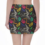 Colorful Dinosaur Fossil Pattern Print Pencil Mini Skirt