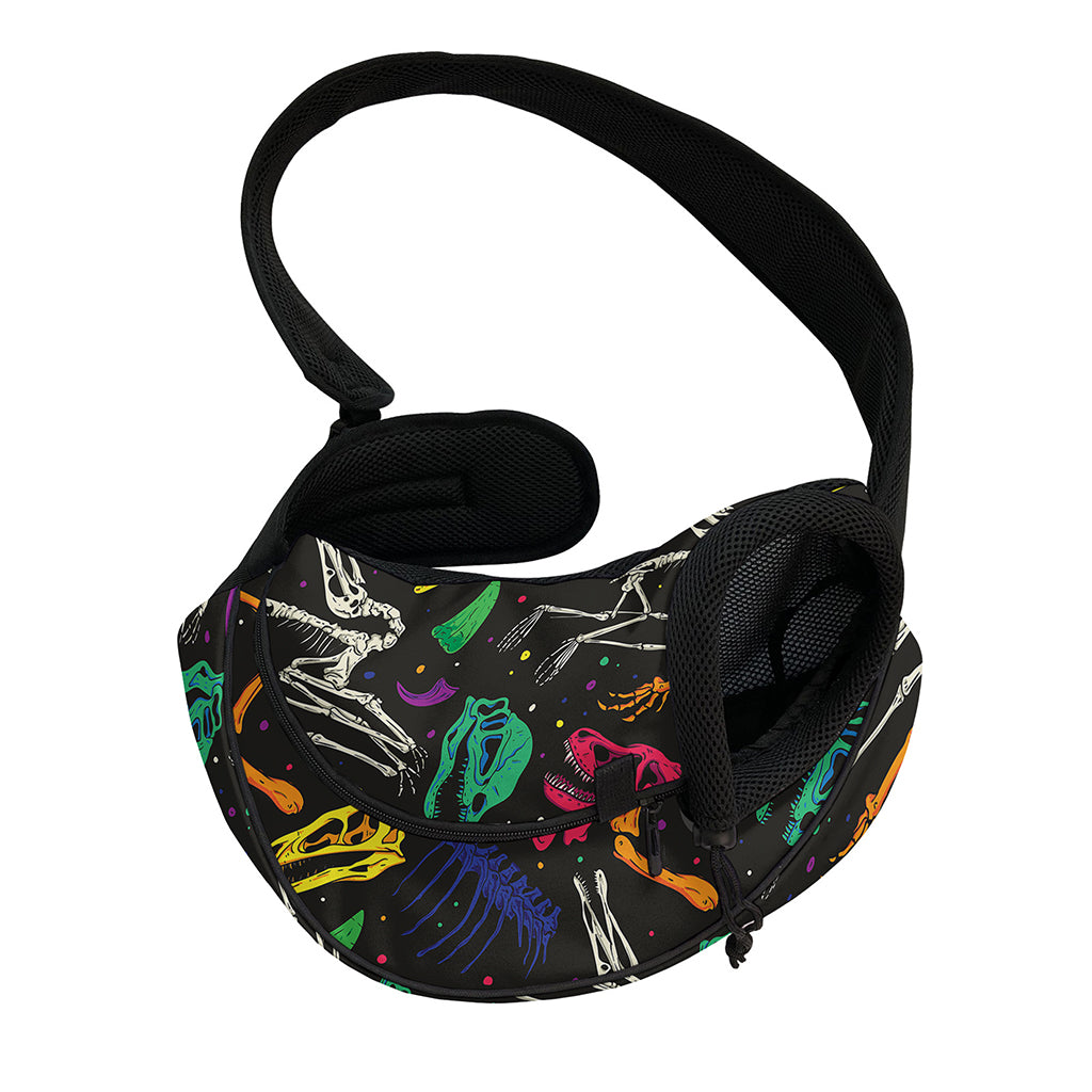 Colorful Dinosaur Fossil Pattern Print Pet Sling Carrier