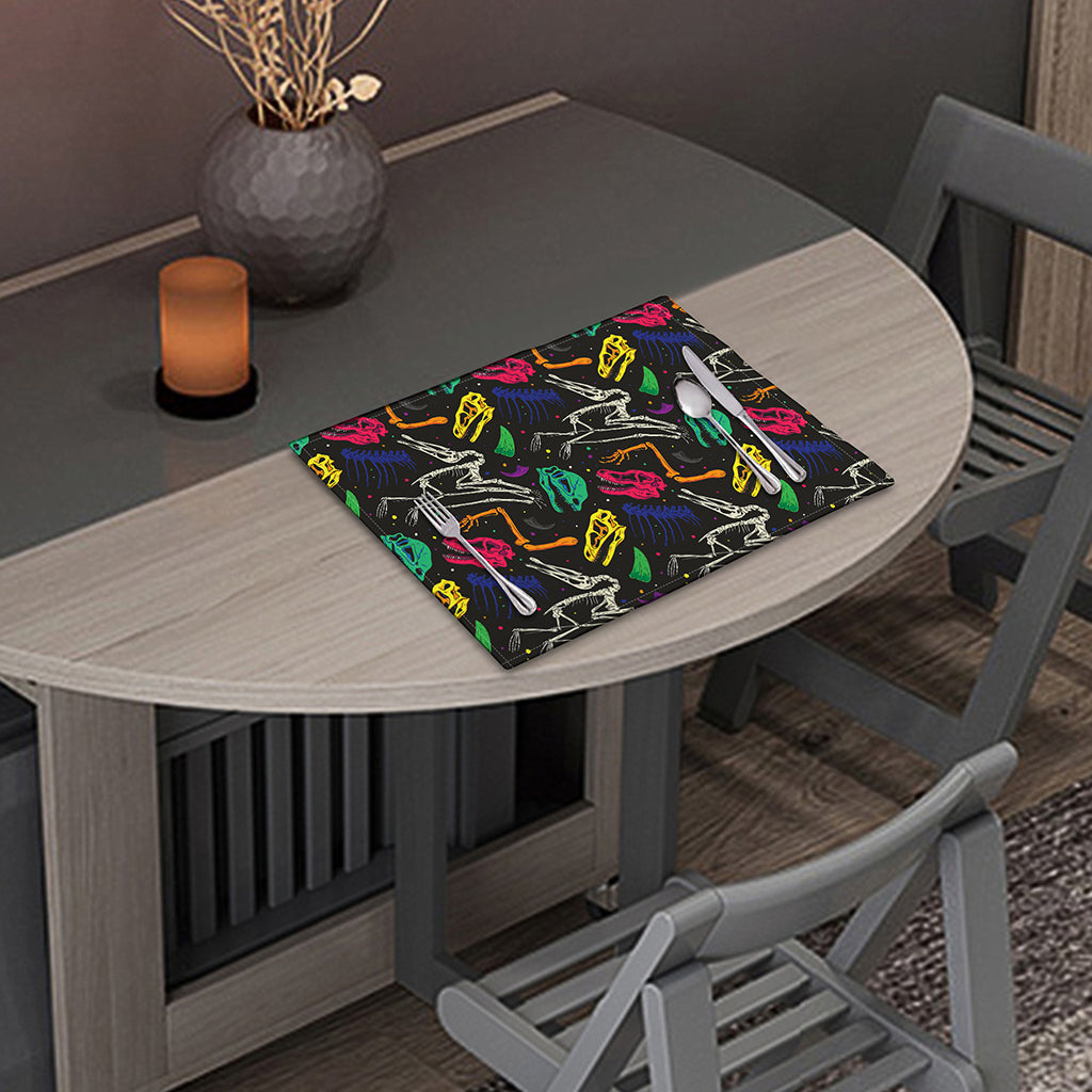Colorful Dinosaur Fossil Pattern Print Placemat