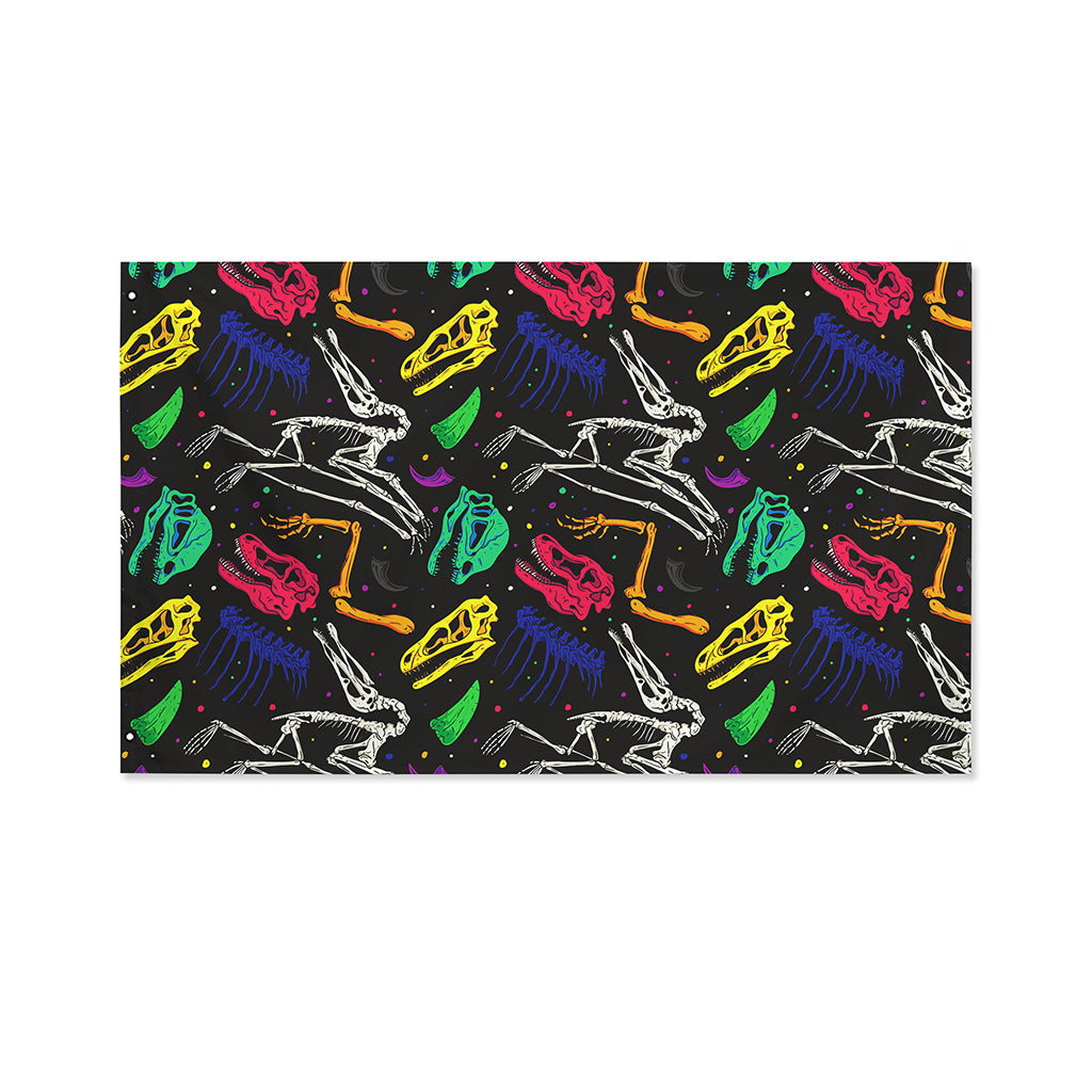 Colorful Dinosaur Fossil Pattern Print Polyester Flag