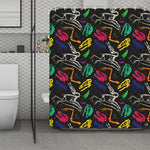 Colorful Dinosaur Fossil Pattern Print Polyester Shower Curtain