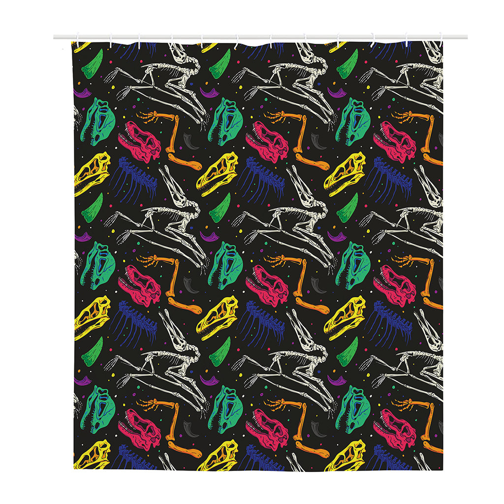 Colorful Dinosaur Fossil Pattern Print Polyester Shower Curtain